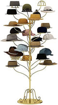 Large Capacity Standing Hat Rack Organizer Holder for Cowboy Hats/Baseball Caps/Wigs, Modern Muti-Tier Hats Tree Stand, Home Store (Gold Place 20 Hats),Gold,Place 20 Hats