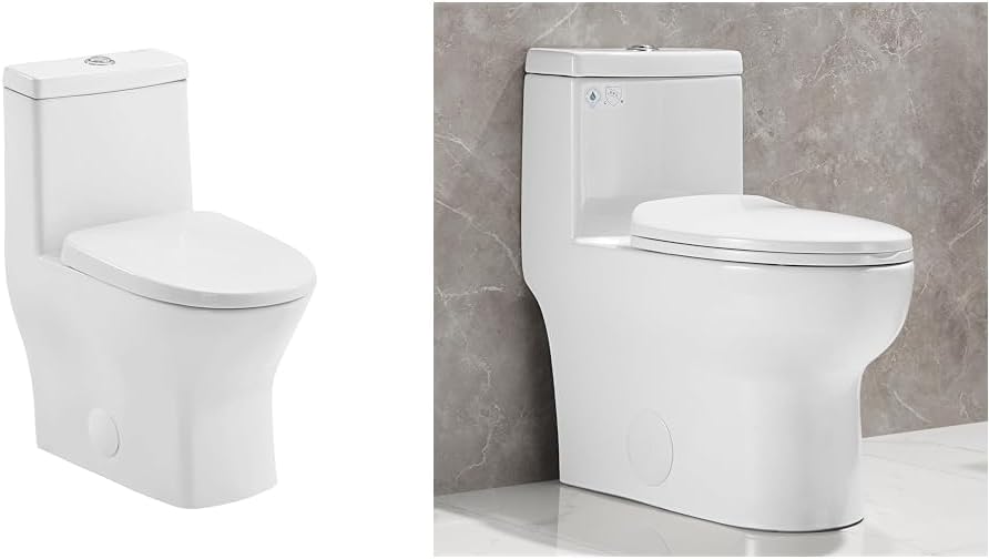 Swiss Madison Well Made Forever SM-1T277, Sublime II One-Piece Round Toilet & DeerValley DV-1F026 Ally Dual Flush Elongated Toilet with Soft Close Seat, High-Efficiency Supply