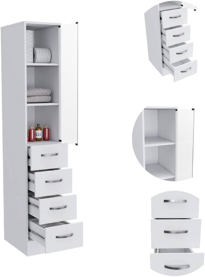 12' Montana 2-Piece Bathroom Set with Bathroom Vanity and Linen Cabinet, White – Bathroom Vanity & Storage Suite for Master Bathrooms, Guest Baths & Small Bathrooms
