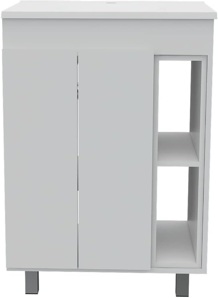 12' Montana 2-Piece Bathroom Set with Bathroom Vanity and Linen Cabinet, White – Bathroom Vanity & Storage Suite for Master Bathrooms, Guest Baths & Small Bathrooms
