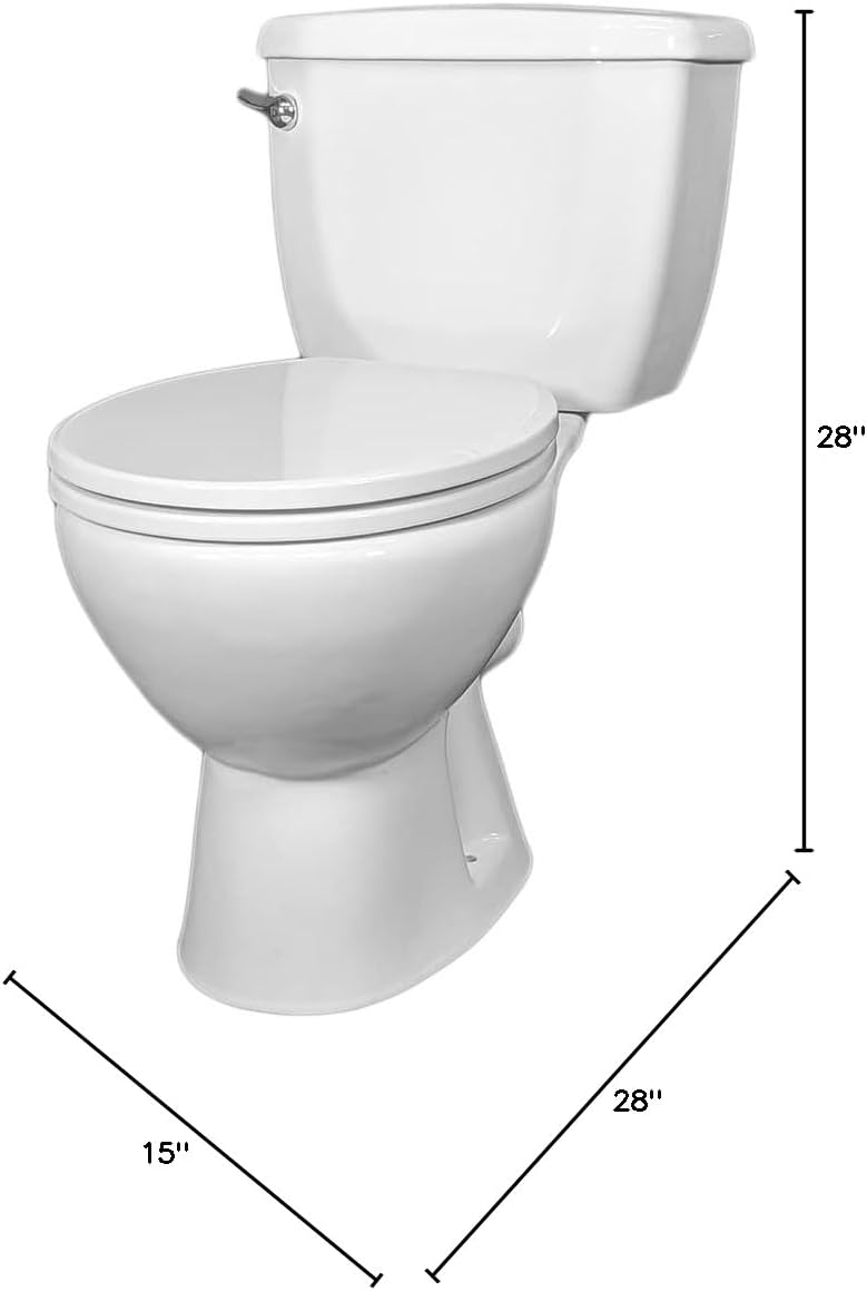 2-Piece Rear Outlet P-trap Tound Toilet Design | White Ceramic | American Round 2-Piece toilet Kit