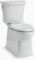 KOHLER 3814-95 Corbelle Comfort Height two-piece elongated 1.28 gpf toilet with skirted trapway and Revolution 360 swirl flushing technology and left-hand trip lever, Ice Grey