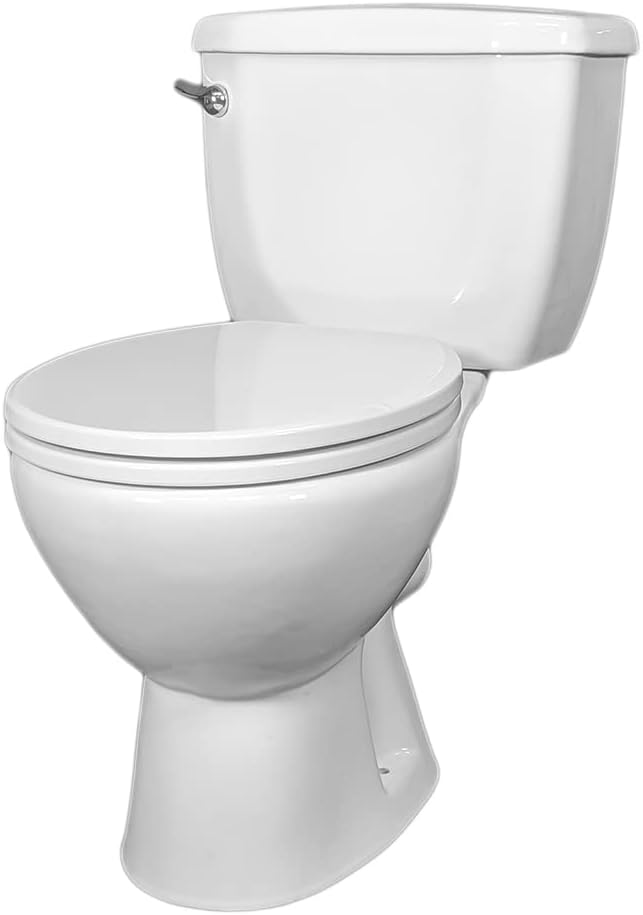 2-Piece Rear Outlet P-trap Tound Toilet Design | White Ceramic | American Round 2-Piece toilet Kit