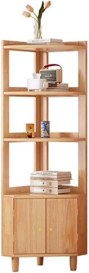 Tall Corner Cabinet, Corner Shelf with Storage, Display Shelf Corner Shelves for Living Room, Wall Corner Bookshelf for Bedroom, Bathroom, Kitchen, Small Space(Light Brown,59in)