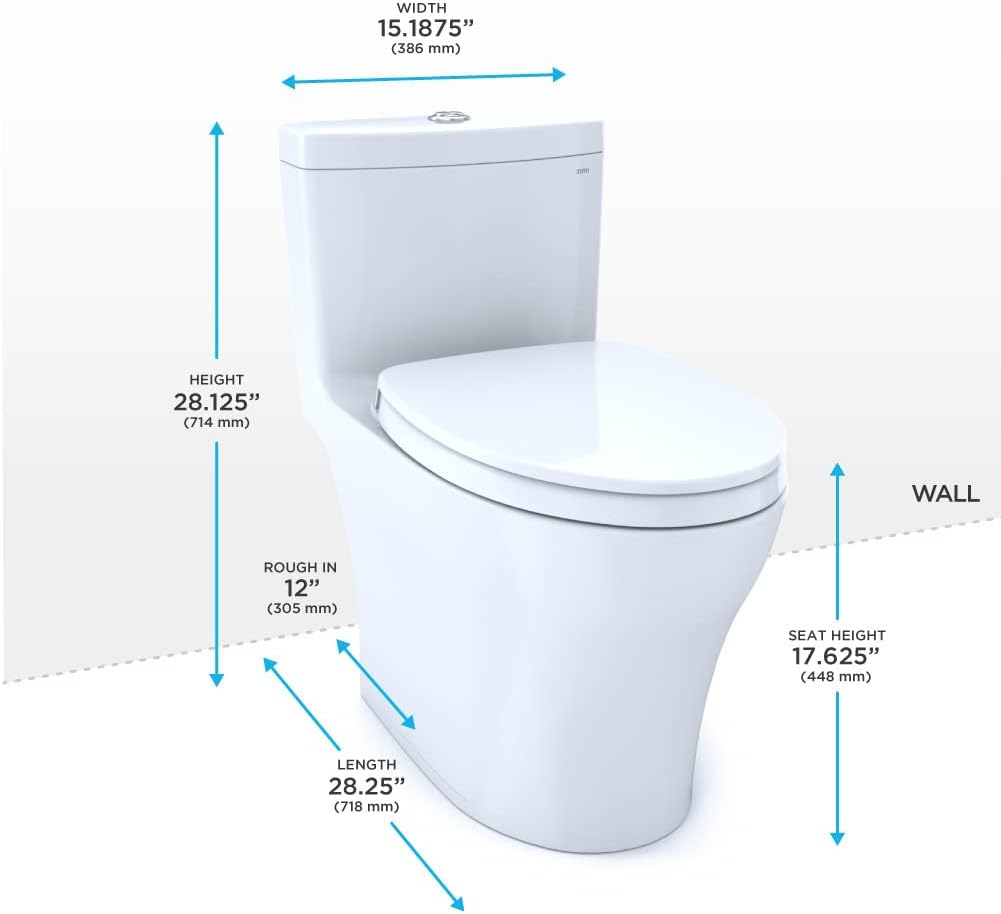 TOTO® Aquia® IV One-Piece Elongated Dual Flush 1.28 and 0.9 GPF Universal Height, WASHLET®+ Ready Toilet with CEFIONTECT®, Cotton White- MS646124CEMFGN#01