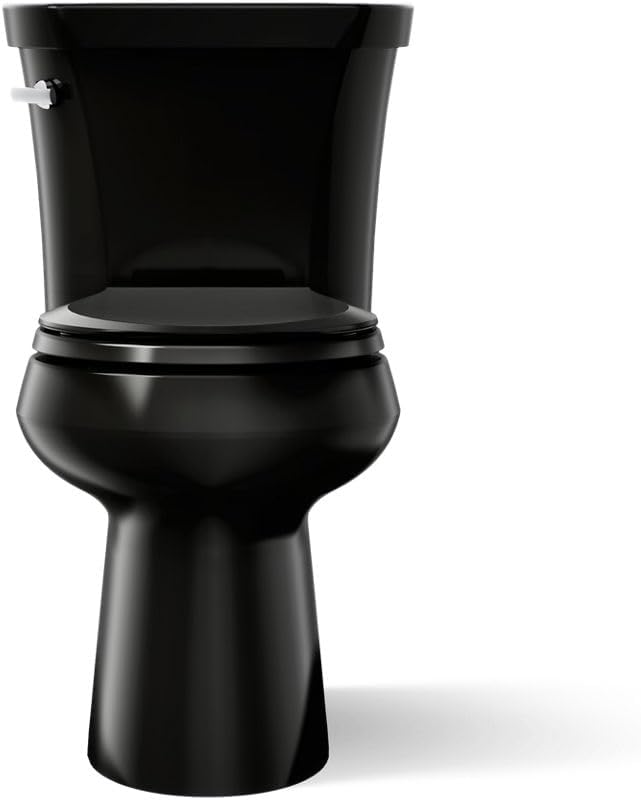 Kohler K-5481-7 Highline Comfort Height Two-Piece Round-Front 1.28 gpf Toilet with Class Five Flush Technology and Left-Hand Trip Lever Black