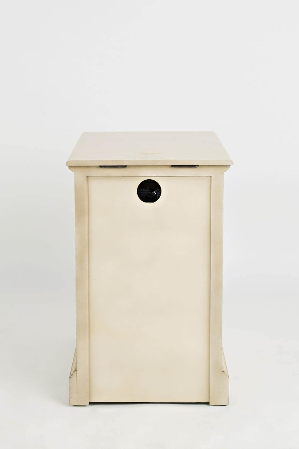 Jofran Farmhouse Craftsman End Table with Charging Station – Narrow Night Stands with USB Charging Port – Space-Saving Design for Bedroom, Living Room, or Entryway, Antique Cream
