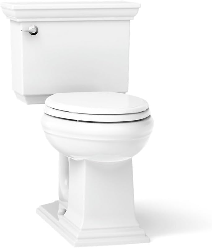KOHLER K-3817-U-0 Memoirs Stately Comfort Height Two-Piece Elongated 1.28 Gpf Toilet with Aquapiston Flush Technology, Insuliner Tank Liner and Left-Hand Trip Lever, White