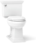 KOHLER K-3817-U-0 Memoirs Stately Comfort Height Two-Piece Elongated 1.28 Gpf Toilet with Aquapiston Flush Technology, Insuliner Tank Liner and Left-Hand Trip Lever, White