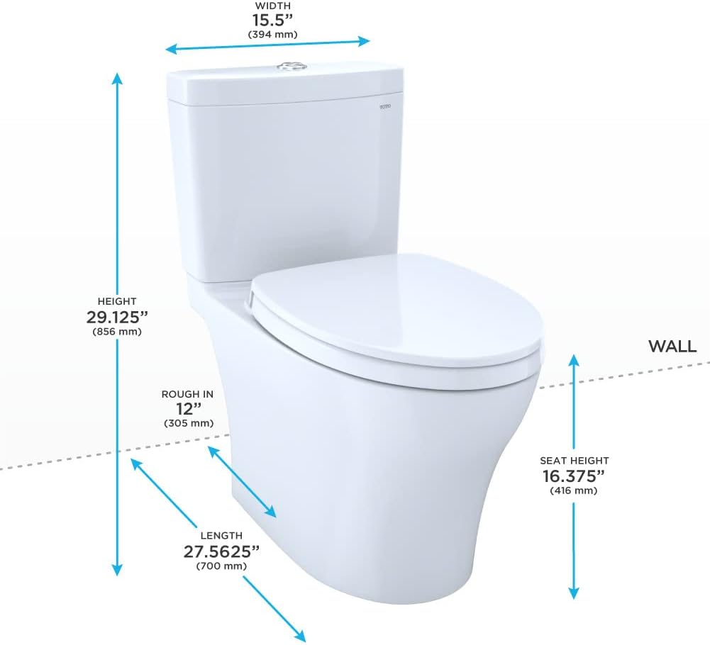 TOTO Aquia IV WASHLET+ Two-Piece Elongated Dual Flush 1.28 and 0.9 GPF Toilet with CEFIONTECT, Cotton White - MS446124CEMGN#01