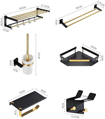 Bathroom Accessory Set Black Gold Folding Towel Bar, Triangular Basket, Storage Rack, Towel Ring, Wall Mounted Bathroom Accessories Kit(Towel Ring)