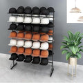 Adjustable Metal Floor Standing Hat Display Rack with Large Capacity for Baseball Caps & Wigs, 4 Smooth Swivel Casters, Stylish White Organizer