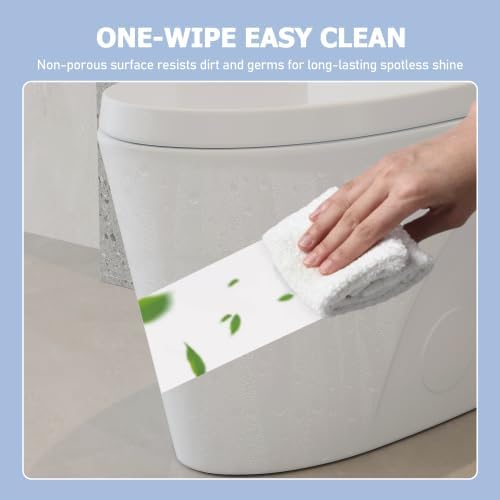 1.1/1.60 GPF Dual-Flush One Piece Toilet, Water-Saving Elongated Comfort Height Floor Mounted, Soft Closing Seat, 1000 Gram Map Flushing Score Toilet, Gloss White 23T02-GW (White-3)