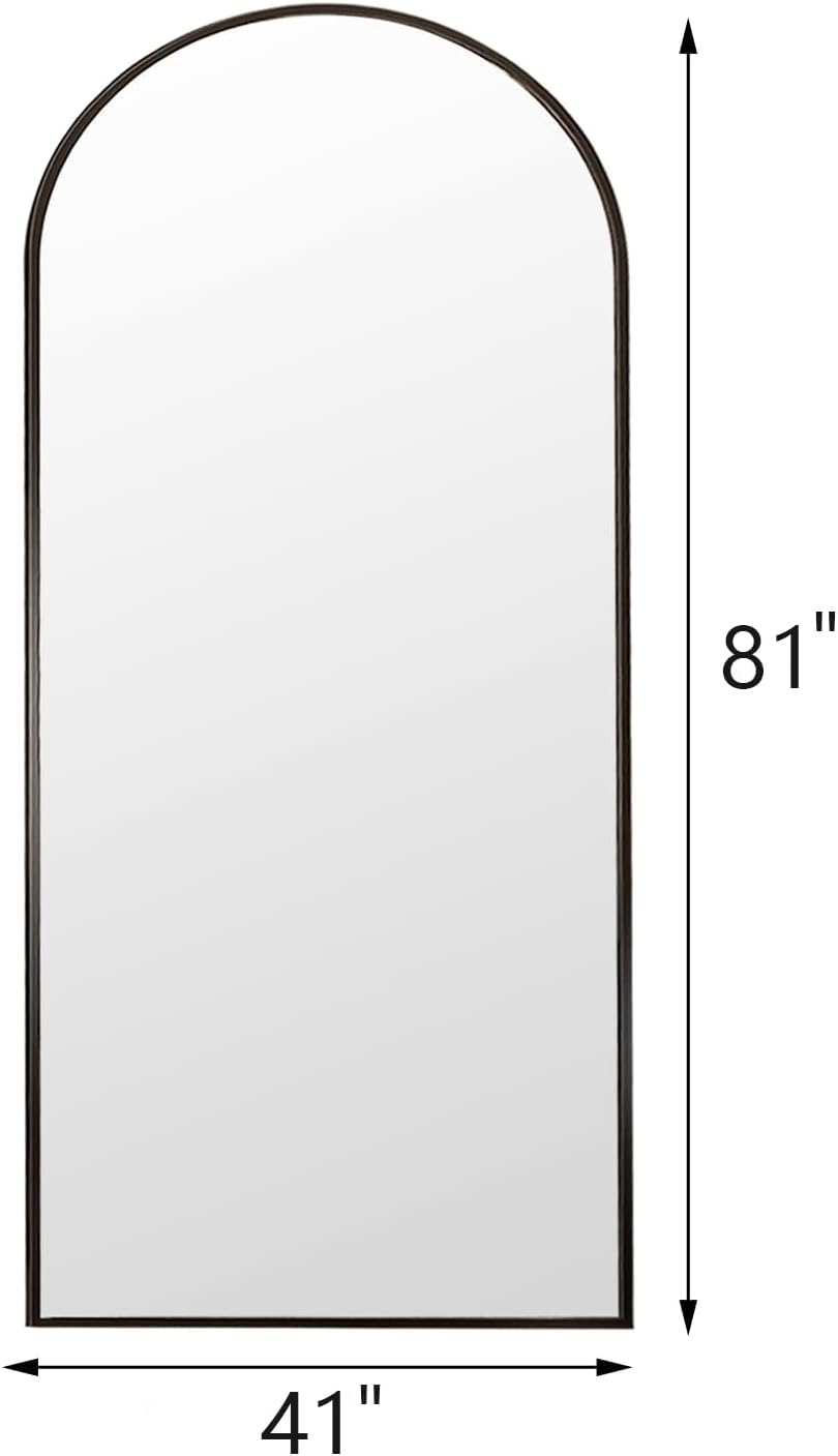 Rowjut Floor Full Length Mirror, Arched Mirrors Full Length 81'x41' Freestanding Large & with Aluminum Frame&Wall Mounted & Hanging or Leaning& Full Body Mirror for Bedroom, Black