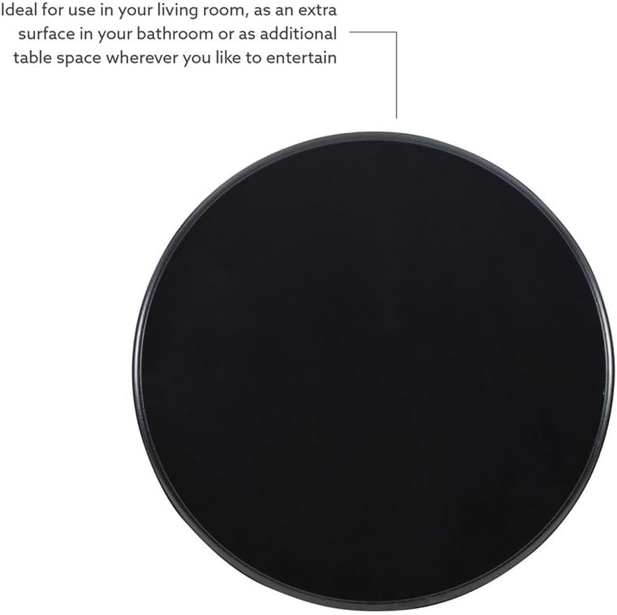 MAKLAINE Round Wood Accent Table, 26.5' High, Jet Black Finish, Stepped Base and Turned Pedestal, Compact Design for Living Room, Bathroom, or Entertaining Use, Supports Up to 50 lbs