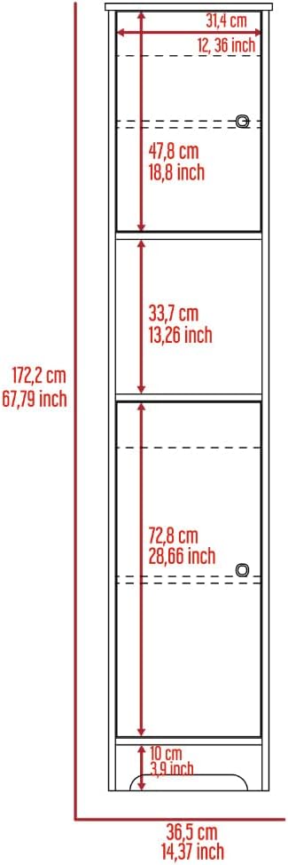 TUHOME Labelle 2-Piece Bathroom Set with Tall Cabinet and Multi-Shelf Organizer, Modern Space-Saving Bathroom Storage for Towels, Toiletries and Essentials, 67.79'H x 14.37'W x 16.04'D, Pine/Light Oak