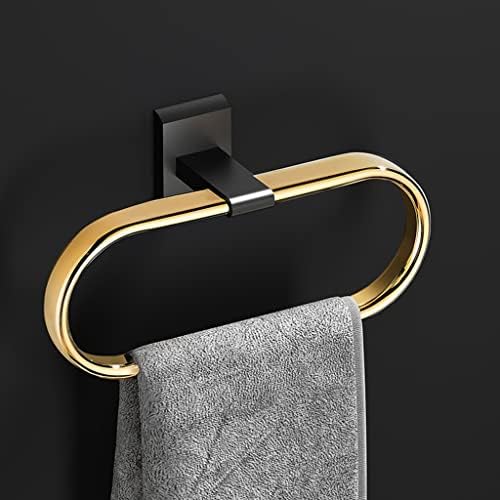 Bathroom Accessory Set Black Gold Folding Towel Bar, Triangular Basket, Storage Rack, Towel Ring, Wall Mounted Bathroom Accessories Kit(Towel Ring)
