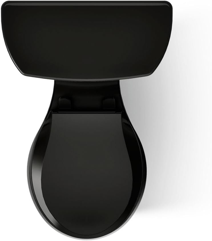 Kohler K-5481-7 Highline Comfort Height Two-Piece Round-Front 1.28 gpf Toilet with Class Five Flush Technology and Left-Hand Trip Lever Black