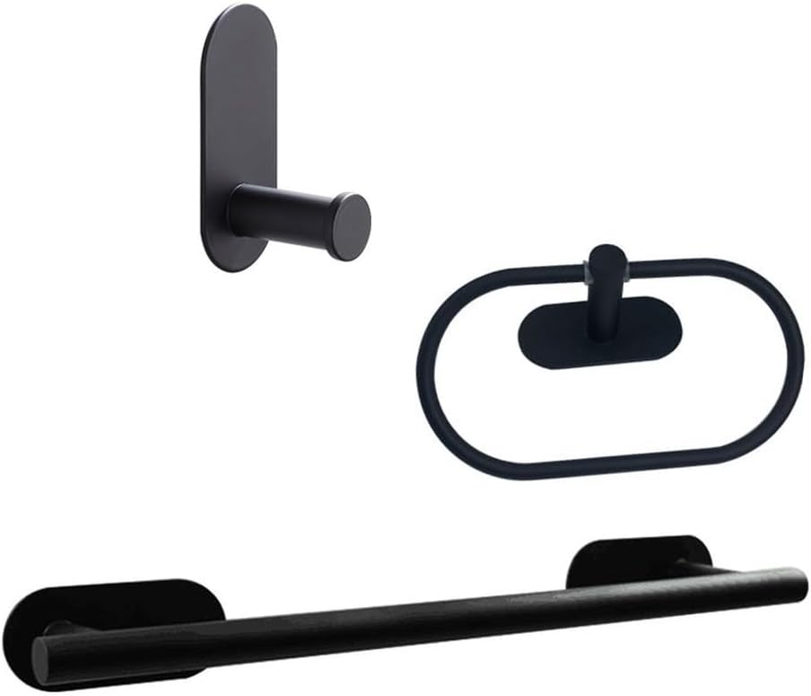 Bathroom Hardware Set Brushed Gold Robe Hook Towel Bar Toilet Paper Holder Bath Accessories,Black Set