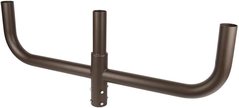 Triple Bullhorn Mount Bracket for 3 Outdoor LED Lights, Fits 2-3/8 Inch Pole Top Tenon, Inline 180 Degree Tenon Adaptor for Parking Lot, Street, Area Lighting, Dark Bronze Finish