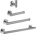 Bathroom Accessories Kit Chrome Stainless Steel Black Gold Round Wall Mounted Hand Towel Bar Toilet Paper Holder Robe Hooks,SS,4 Piece Set 45