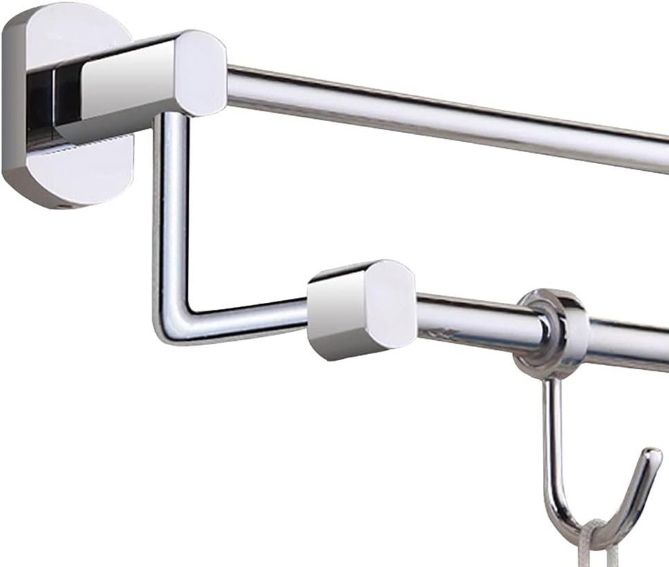 Double Bath Towel Bar Rack with Hooks Brass Polished Chrome for Bathroom, Towel Rod Rack Holder Rail Round Wall Mounted for Bedroom, Kitchen, Living Room,Toilet 80cm