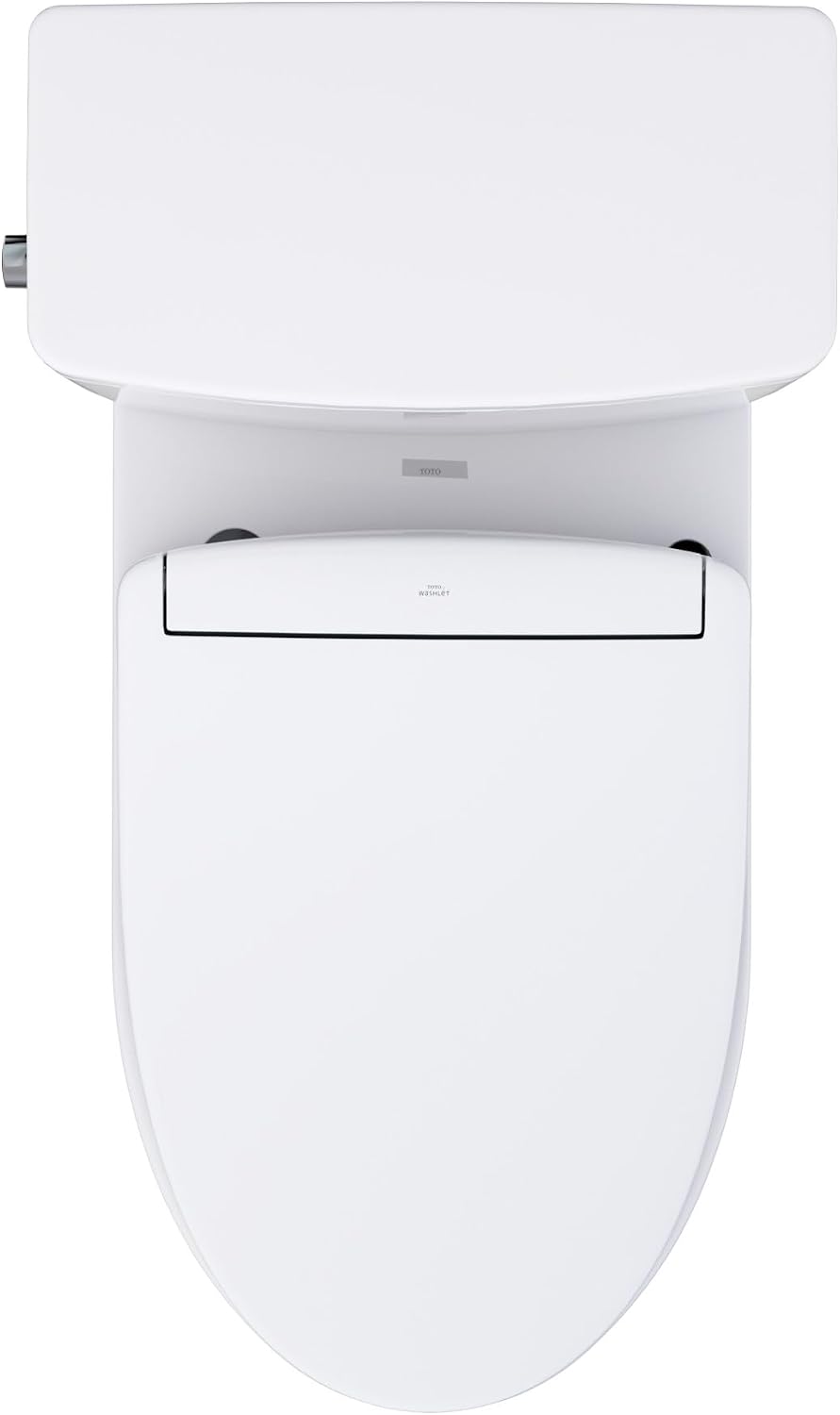TOTO® Glaston™ WASHLET®+ S5 Two-Piece Elongated 1.28 GPF Universal Height Toilet with CEFIONTECT®, Cotton White - MW4723446CEFG#01