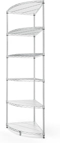 NSF 6-Tier Metal Corner Shelf Wire Shelving Unit - 420 lbs Capacity, Adjustable, with leveling feet & Waterproof Shelf Liners - Ideal for Garage, Kitchen, and More - 72' H x 18' L x 18' D - Chrome