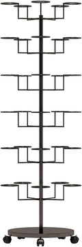 Hat Display Rack Rotating Floor-Standing Hat Stand Adjustable Hat Headwear Rack Baseball Cap Organizer with Wheels Metal Hat Storage Holders (Black 6 Tiers)