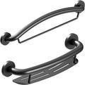 HEALTHCRAFT Plus Series Grab Bar 19.5' Shampoo Shelf / 24' Towel Bar Combo Pack in Matte Black
