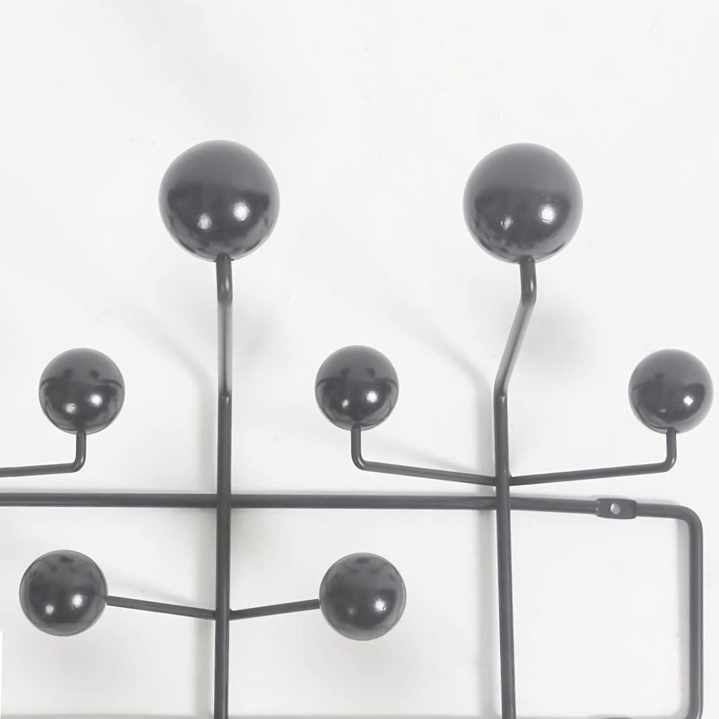 SHISEDECO Classic Hang it All Coat Rack, Mid Century Modern Wall Mounted Hooks with Painted Solid Wooden Balls, Decorative Creative Fashion Wood Hanger for Home, Bedroom (Black)