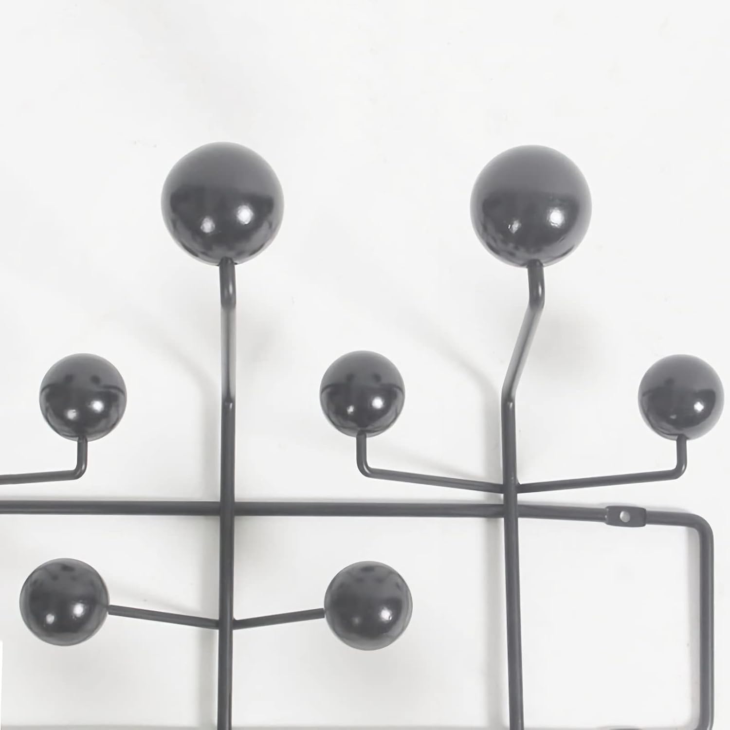 SHISEDECO Classic Hang it All Coat Rack, Mid Century Modern Wall Mounted Hooks with Painted Solid Wooden Balls, Decorative Creative Fashion Wood Hanger for Home, Bedroom (Black)