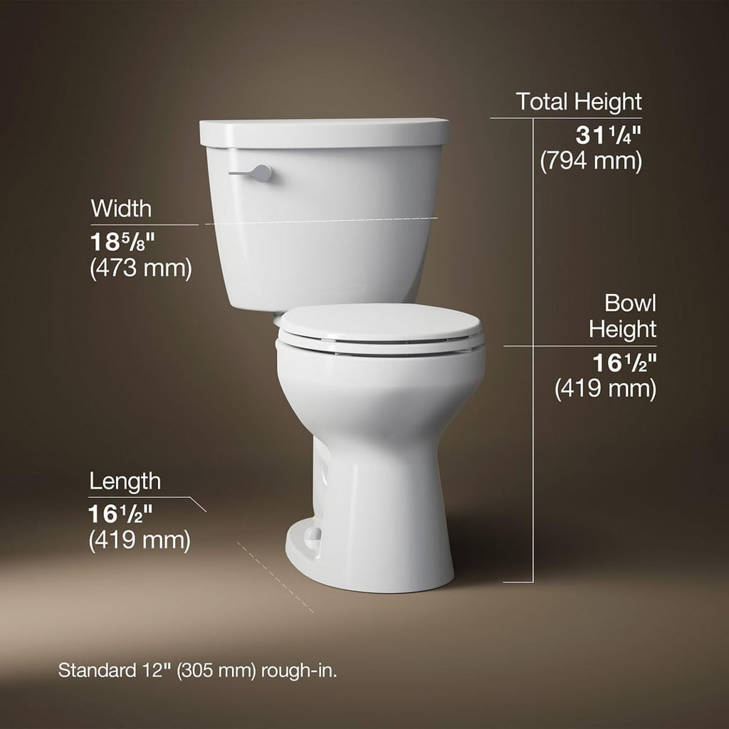 KOHLER Cimarron Comfort Height Two-Piece Round-Front 1.28 gpf Chair Height Toilet
