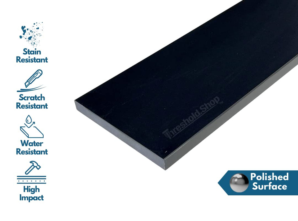 Super Black Engineered Marble Threshold for Shower Curb, Bathroom Vanity Backsplash, Window Sill, Door Transitions (5' x 36')