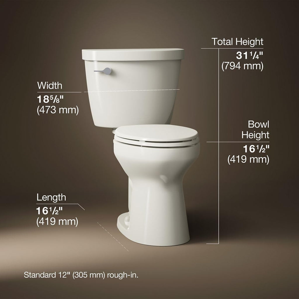 KOHLER Cimarron Comfort Height Two-piece Elongated 1.28 Gpf Chair Height Toilet