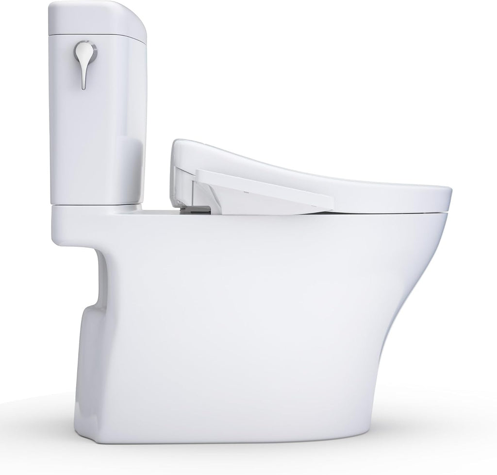 TOTO® WASHLET®+ Aquia IV® Cube Two-Piece Elongated Dual Flush 1.28 and 0.9 GPF Toilet with S2 Bidet Seat, Cotton White - MW4363346CEMFGN#01