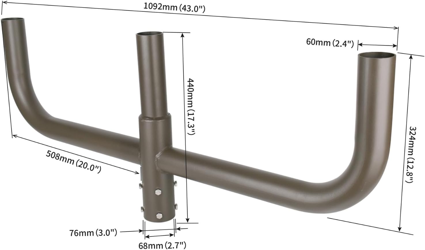 180 Degree Bullhorn with 3 Tenons, Round Base Bullhorn Tenon Adapter for 3 Lights, Top Mount Bracket for 2 3/8' Slip Fitter Mount Parking Lot Street Light, Outdoor Lighting Fixtures