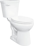 Gerber Viper Force Compact Elongated Two-Piece Toilet with 12-in Rough in, ADA Compliant Chair Height, High Efficiency 1.28 GPF, Soft-Close Seat and Install Kit with Wax Ring Included, White, GRS48350
