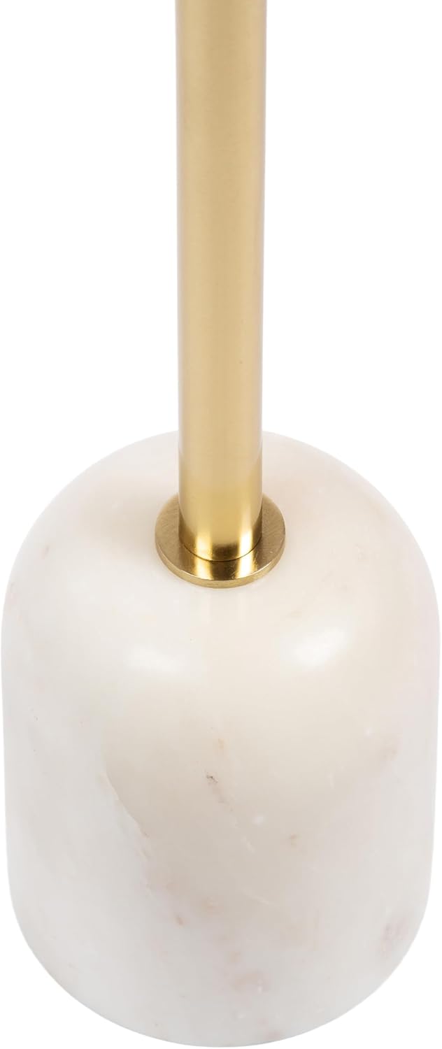 Kate and Laurel Shorrock Round Mango Wood Side Table, 12 x 12 x 24, Black, Gold, and White Marble, Modern Pedestal End Table with Marble Base for Bedroom Nightstand or Living Room Plant Stand