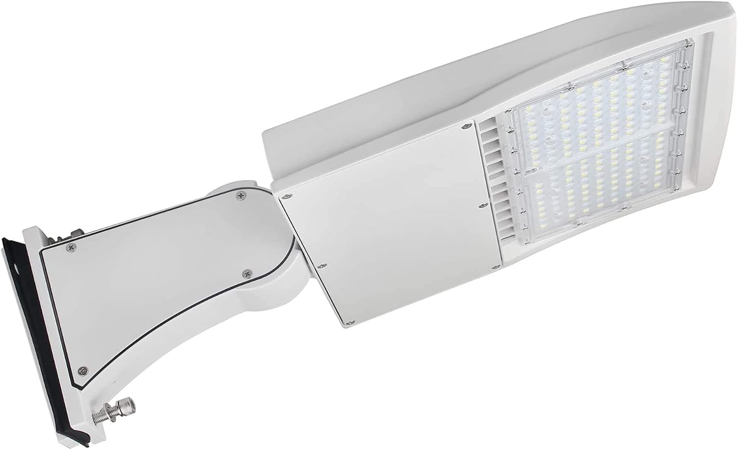 480V LED Parking Lot Light, 80W/100W/150W Wattage Selectable, 21,000LM 5000K White Housing Shoebox Pole Light, 277–480V High Voltage, Surge Protection, UL Listed, Commercial Area Street Lighting
