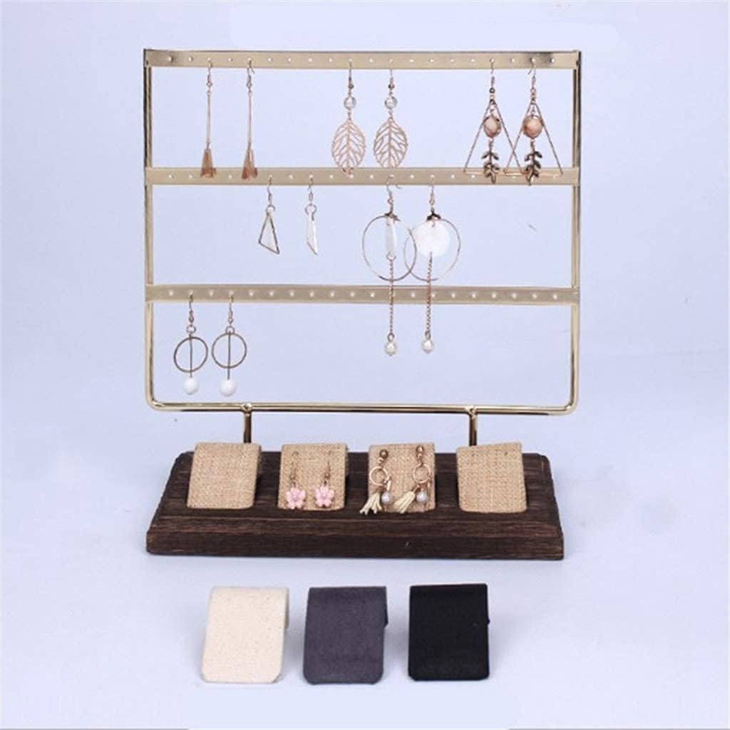 3-Tier Towel Bar Earring Holder & Bracelet Display Rack Stand - Stylish Black Wood Organizer for Earrings, Bracelets, and Accessories - Space-Saving Jewelry Tower
