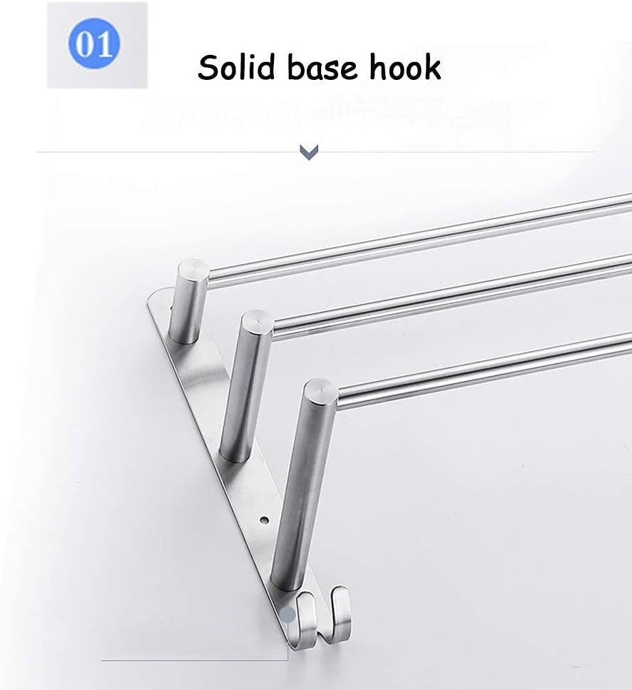 Stainless Steel Wall-Mounted Bathroom Towel Rack 3-Layer Brushed Hotel Towel Bar Rail Shelf Storage Holder (Size : 30cm)