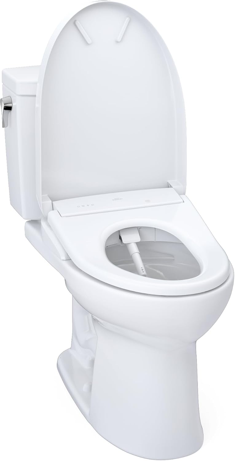 TOTO® WASHLET®+ Drake® II 1G® Two-Piece Elongated 1.0 GPF Toilet with Auto Flush WASHLET®+ S7 Contemporary Bidet Seat, Cotton White - MW4544726CUFGA#01