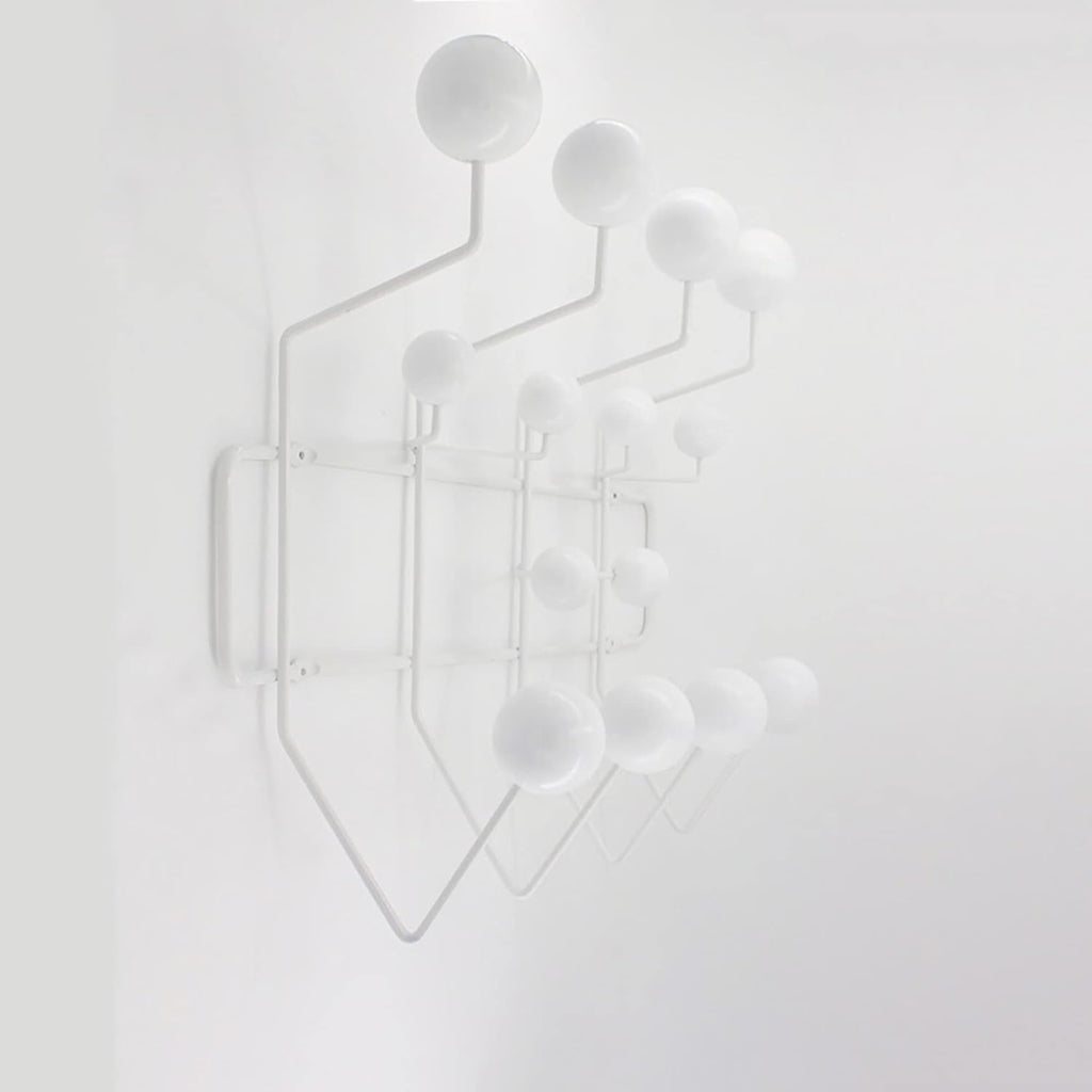 SHISEDECO Classic Hang it All Coat Rack, Mid Century Modern Wall Mounted Hooks with Painted Solid Wooden Balls, Decorative Creative Fashion Wood Hanger for Home, Bedroom (White)
