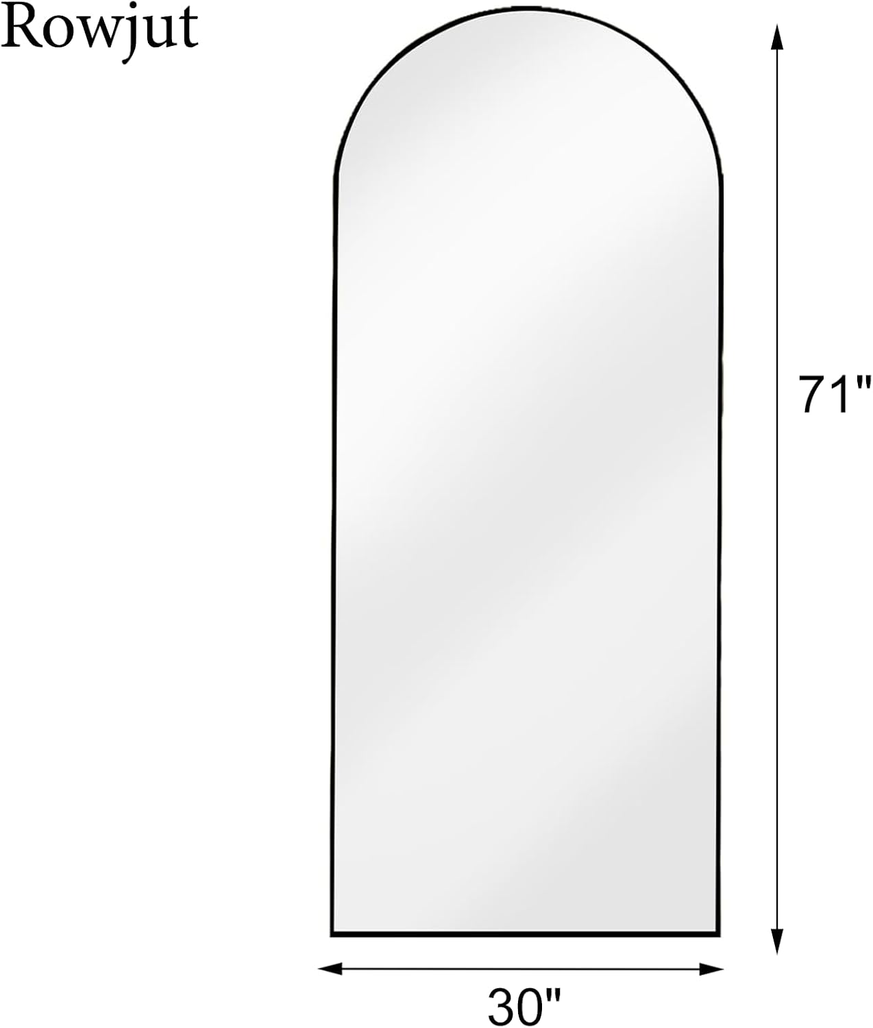 Rowjut Floor Full Length Mirror, Arched Mirrors Full Length 71'x30' Freestanding Large & with Aluminum Frame & Wall Mounted & Hanging or Leaning/Full Body Mirror for Bedroom, Black