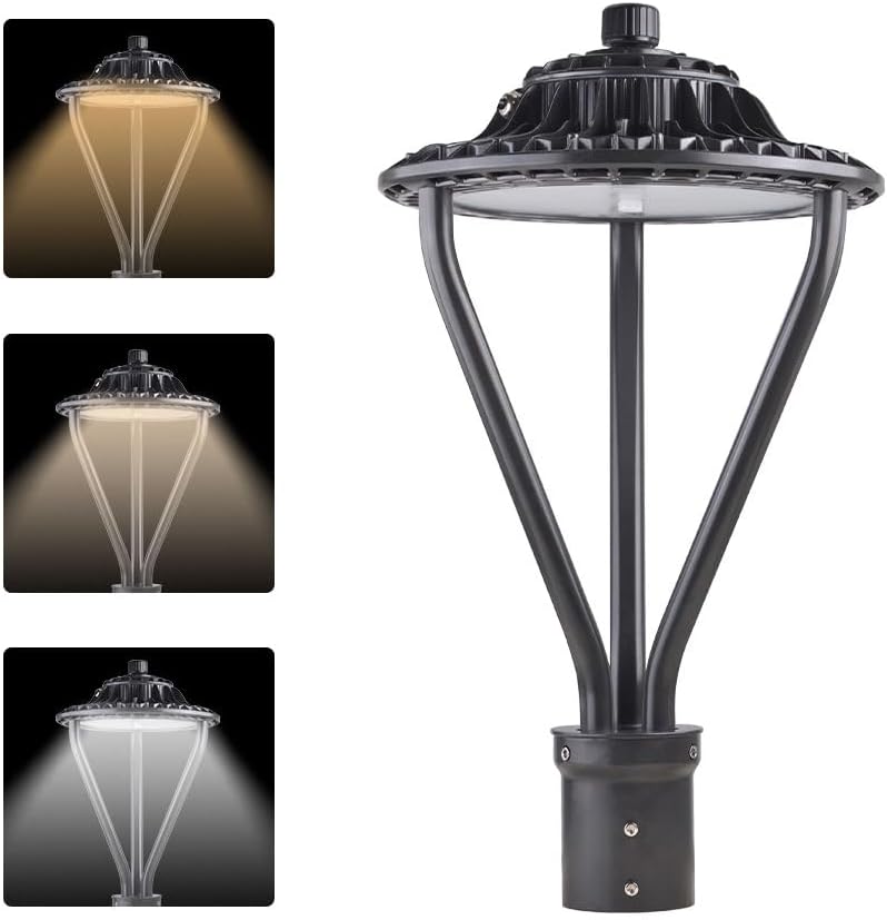LED Post Top Pole Light,30-50W-75w ,ETL DLC listedNeed to install LED Post Top Pole Light,3000K 4000K 5000K 3CCT tunable,IP65 Waterproof Fixtures for Garden Yard Pathway Street Lighting (Black)