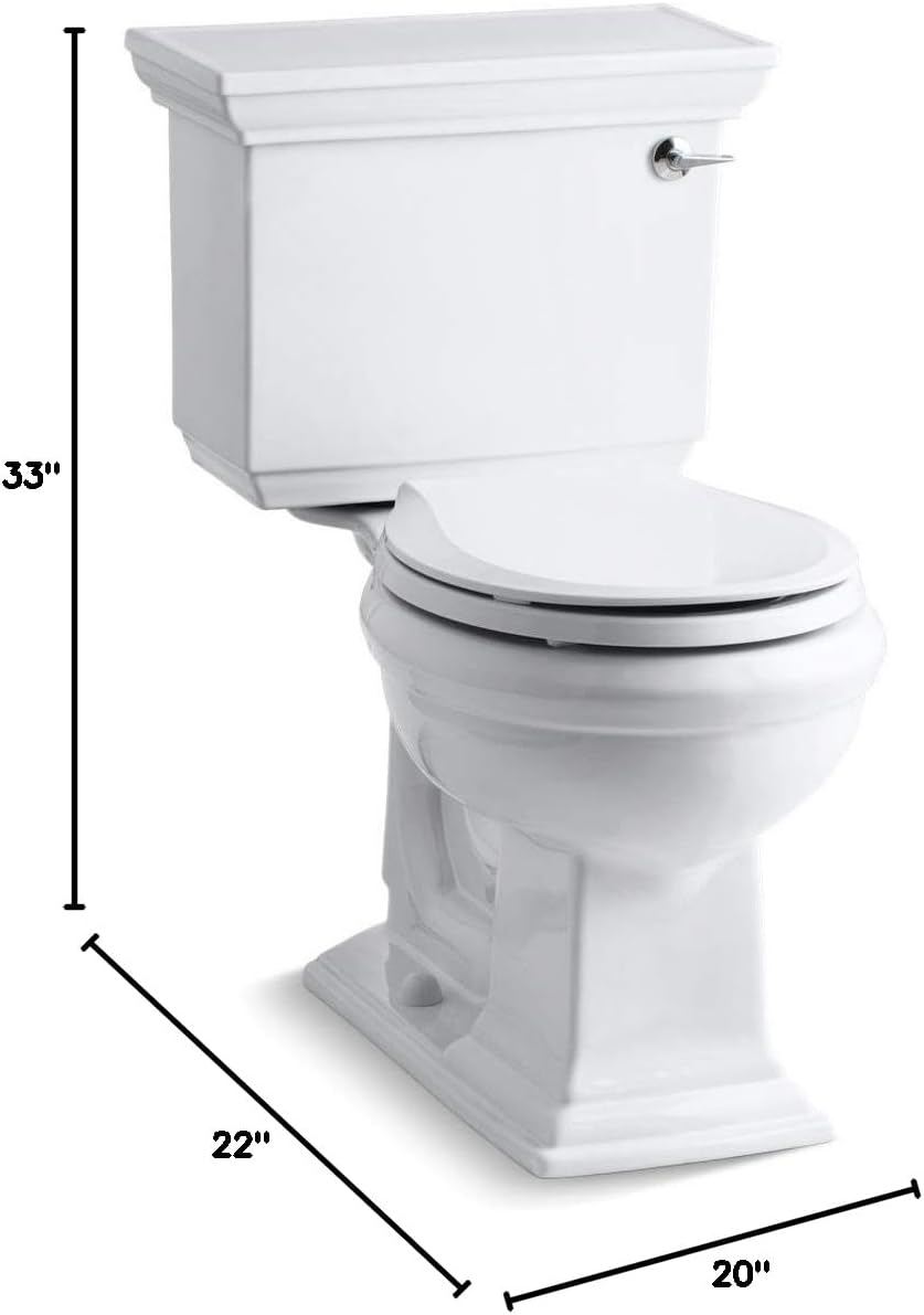 Kohler K-3933-RA-0 2-Piece Round Comfort Height Toilet Less Seat 1.28 GPF White