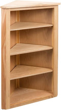 Corner Shelf for Living Room, Solid Oak Wood 5-Tier Storage Unit, 23.2x14.1x39.3 Inches, Freestanding Display Organizer for Books, Plants, Decor, Easy Assembly, Brown Finish