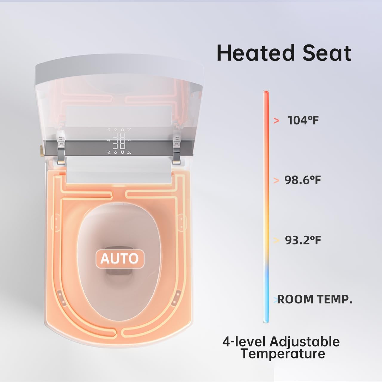 Anwick Smart Toilet with Bidet Built-In | Automatic Toilet Foot Sensor Flush | Elongated One Piece Toilet W/Foam Shield & Self-Cleaning | Bidet Toilet W/Heated Seat, Warm Water & Remote Control (2)