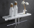 ROBOTA Marble Paper Towel Holder, Towel Rod, Wall Mounted Toilet Paper Holder, Shelf, white-50 Long Shelf with bar, As Shown in Fig